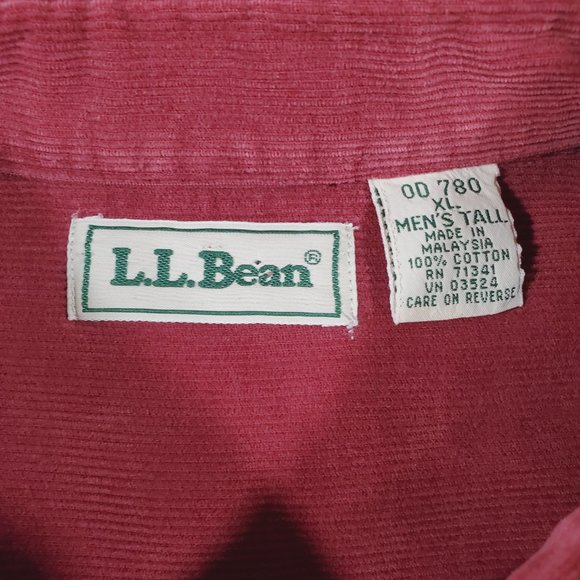 LL Bean Corduroy Shirt Mens XL Tall Red Button Down Long Sleeve Classic Comfort - Picture 2 of 12